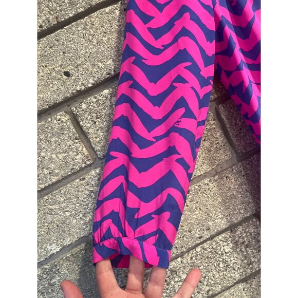 Lilly Pulitzer Pink & Blue Zebra Print Long Sleeve Blouse Size S - Picture 5 of 9